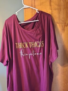 Graphic Tee - Burgundy "Thick Thighs Thin Patience"